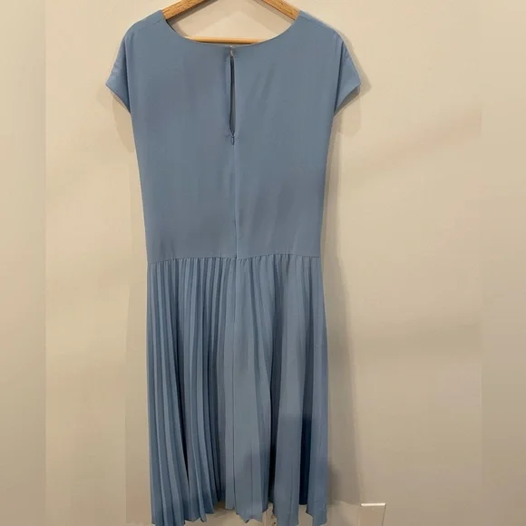 Sky Blue Pleated Faux Wrap Dress Maggie London Size 24-W - Picture 3 of 10